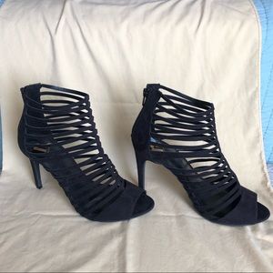 Sz 9 Black Faux Suede Stiletto Heels. Never Worn